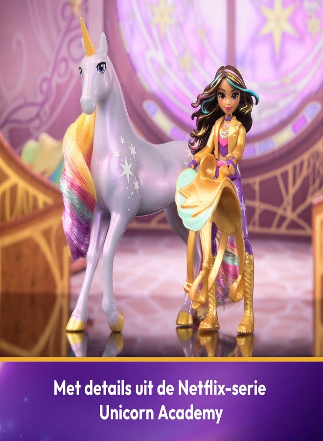 Unicorn Academy أكاديمية يونيكورن، صوفيا ووايلد ستار مع قطعتين إضافيتين وأداة لتصفيف الشعر، دمى وألعاب يونيكورن. هدايا وحشوات جوارب للفتيات من عمر 4 سنوات فما فوق - Image 2